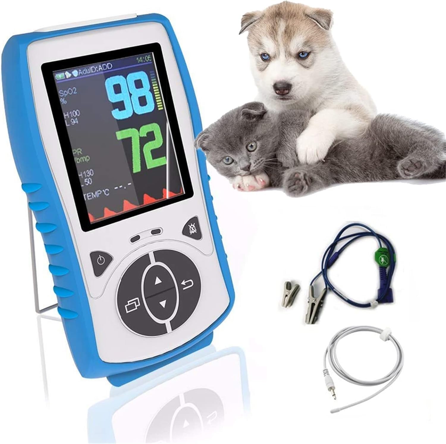 Pulsossimetro Portatile Veterinario Cardiofrequenzimetro per Gatti E Cani Monitoraggio Portatile Dell'orecchio O della Lingua Frequenza Cardiaca del Battito Cardiaco Veterinario per L'uso I