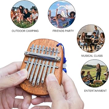 GECKO Mini Kalimba Thumb Piano Portable Flat Board Kalimba 8 keys Mahogany Wood Handmade Mbira Finger Piano, Musical Instrument with Instruction and Tune Hammer Gift for All Skill Levels Beginners