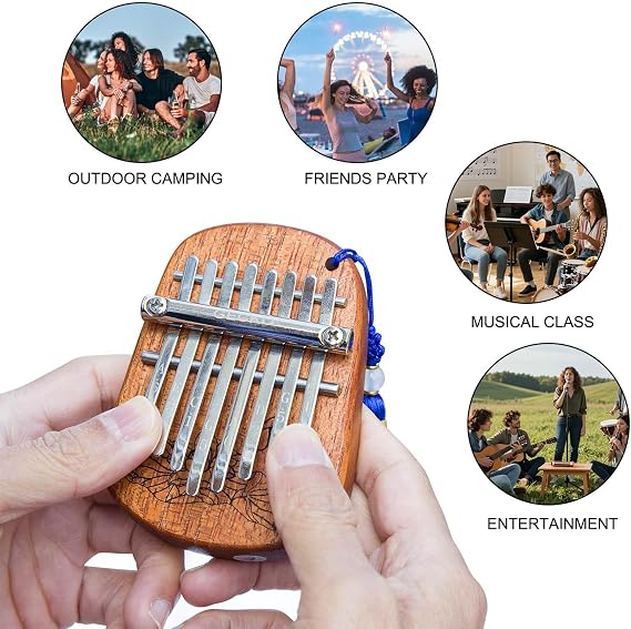 GECKO Mini Kalimba Thumb Piano Portable Flat Board Kalimba 8 keys Mahogany Wood Handmade Mbira Finger Piano, Musical Instrument with Instruction and Tune Hammer Gift for All Skill Levels Beginners