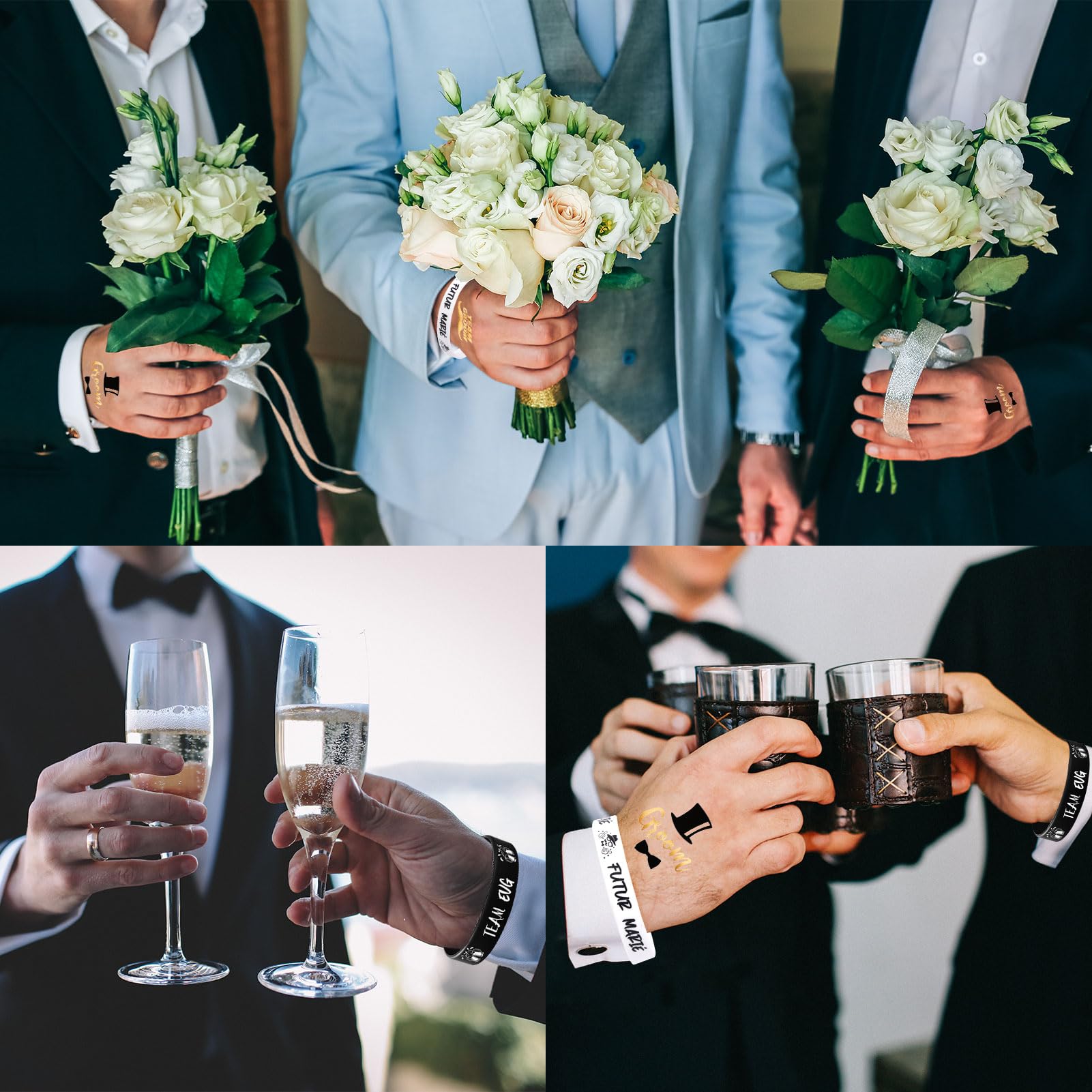 HOWAF 12 sztuk zespołu opaski na nadgarstek zespół Groom to be Wristbands silikonowe opaski na nadgarstki na wesela, przyjęcia wieczorowe