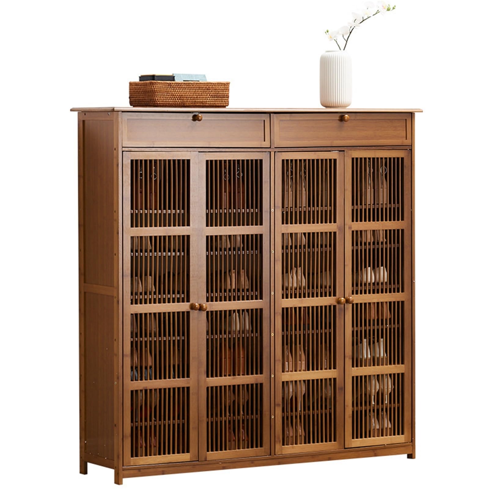 IvyLoutish Wooden Shoe Cabinet with Door Entrance Shoe Storage Cabinet Tall Shoe Organizer Free Standing Shoe Rack for Entryway Hallway Living Room,Freestanding Organizer