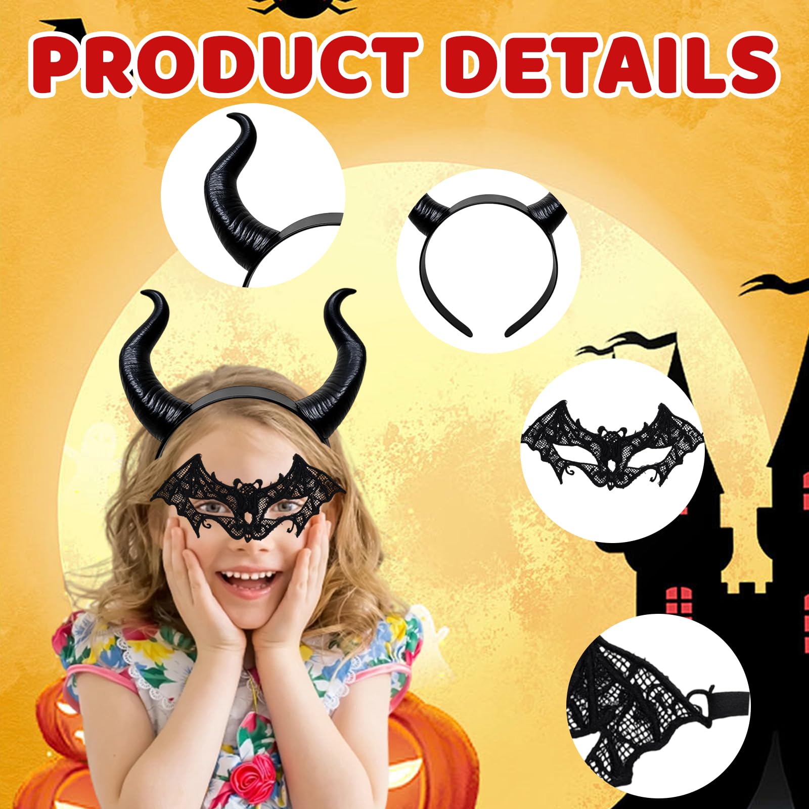Devil Horns Headband with Eye Mask - Image 3