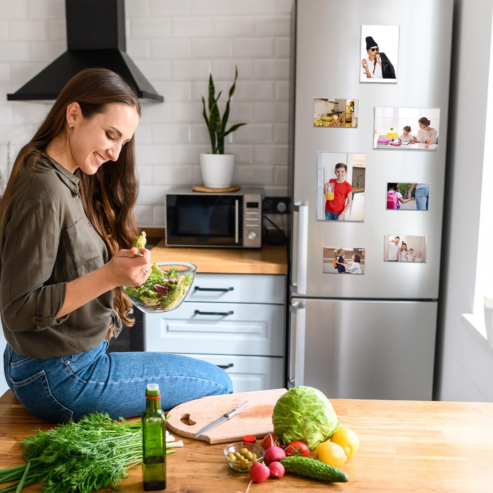Amazon.co.jp: CroBlissful アクリル磁気写真フレーム 冷蔵庫用 5