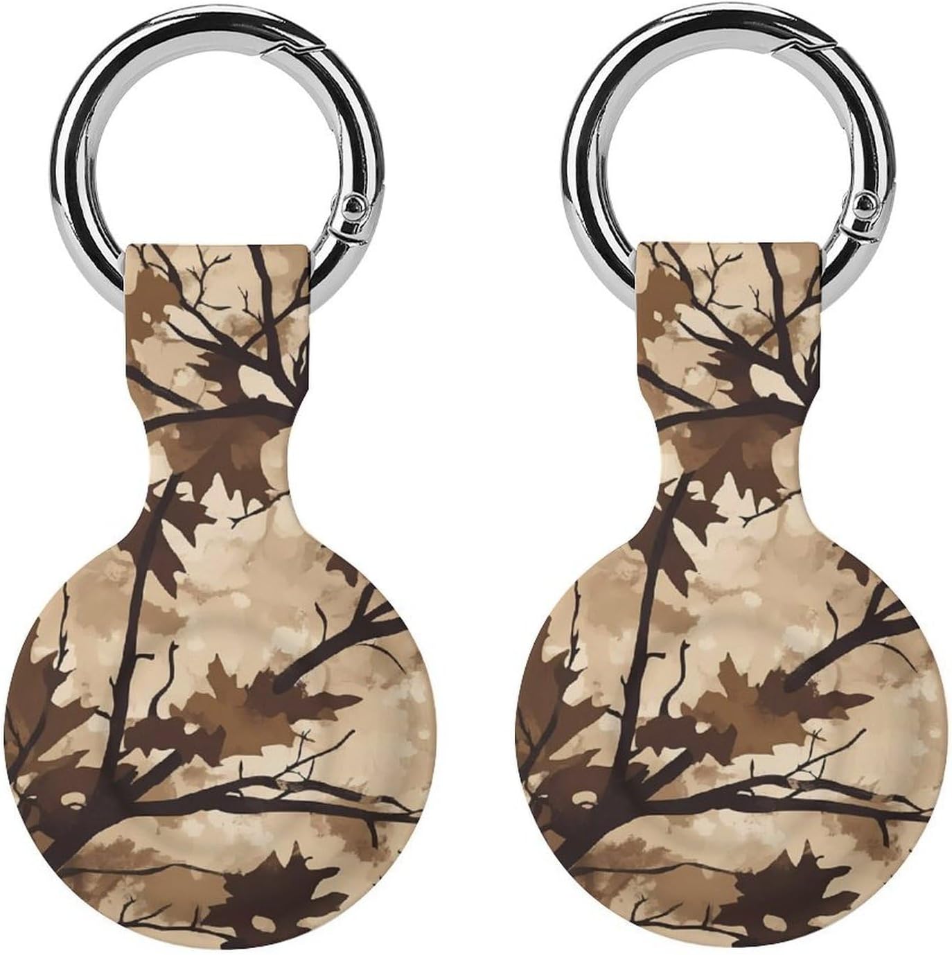 Camouflage Winter Tree Funny Cover Compatible with AirTag Case Protector GPS Tracker Holder with Keychain
