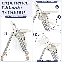 Vista 5 de Columpios para silla alta 5 en 1 para bebés, mecedora plegable, ajuste de altura de 8 niveles, columpios de bebé para bebés de 6 a 36 meses, cojín