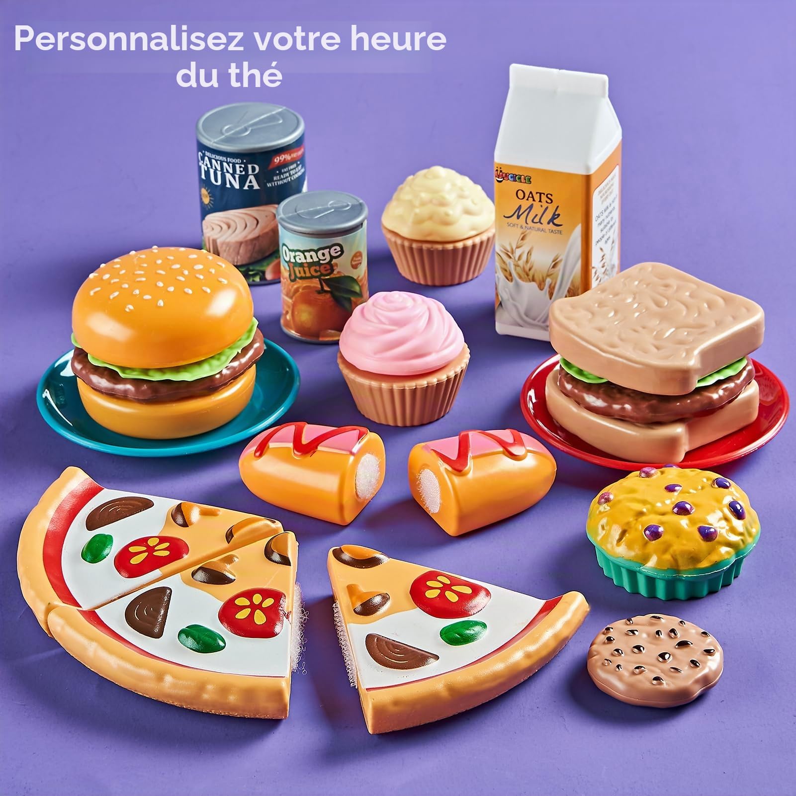 Laugigle Nourriture de Jeu de Simulation pour Enfants - 78 pièces de Nourriture avec Sac de Rangement, Jouets Alimentaires en légumes et Fruits