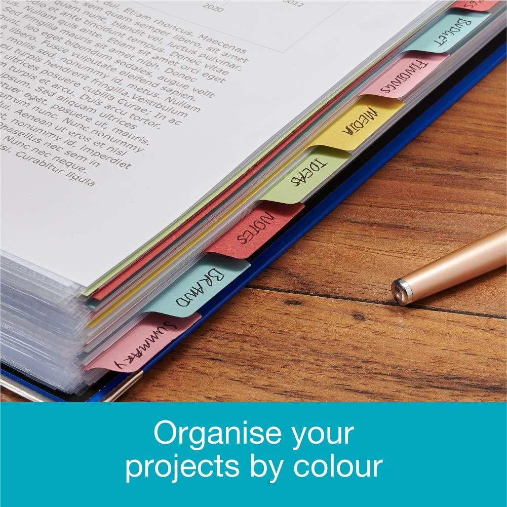 Elba A4+ (Extra Wide), 10 Part Dividers, Assorted Colors, 10 Piece