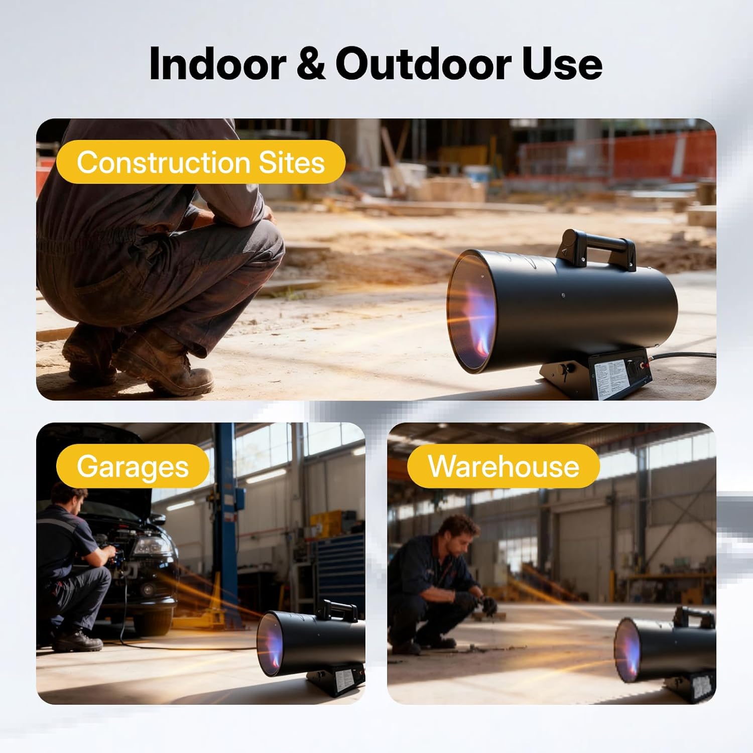 85,000 BTU Portable Forced Air Propane Heater - 10 ft Hose & Regulator Included, Adjustable Torpedo Heater for Garage, Construction Sites, Jobsite, Patio