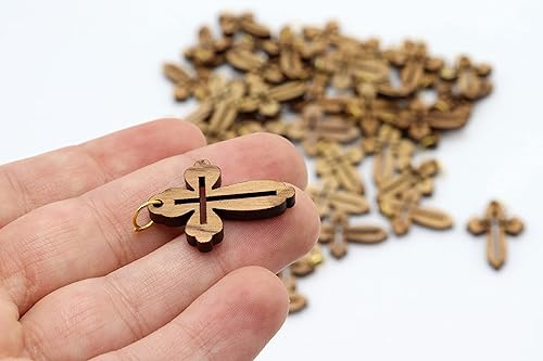 Miniatura 2 de Cruces de madera de olivo 50 piezas hechas a mano Tierra Santa Jerusalén Colgantes Cruz Religión