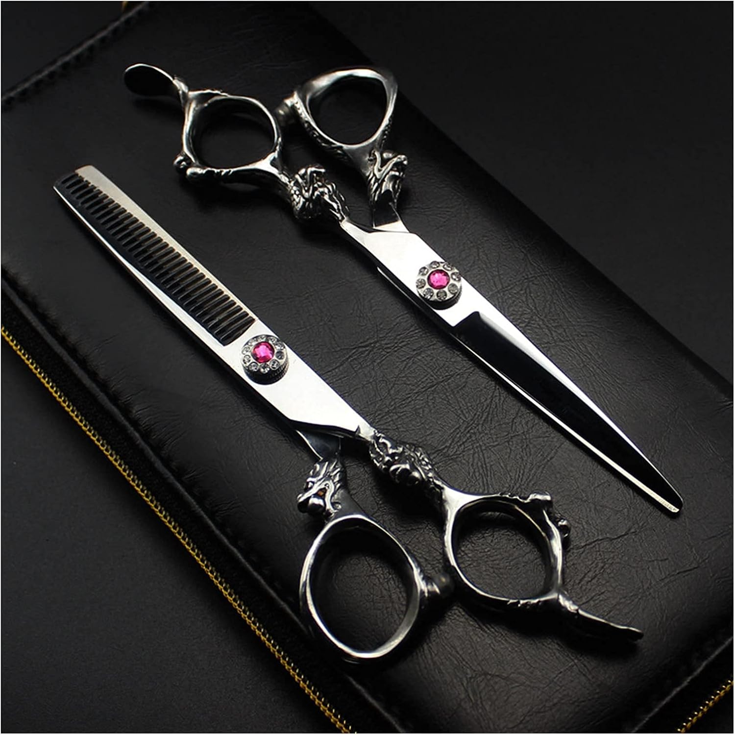 Hair Cutting Shears 6” inch Barber Scissors, Silver, Thinning, Hairdresser for Men Women/Salon/Home/Stylist（ Set)（ Color : Set)