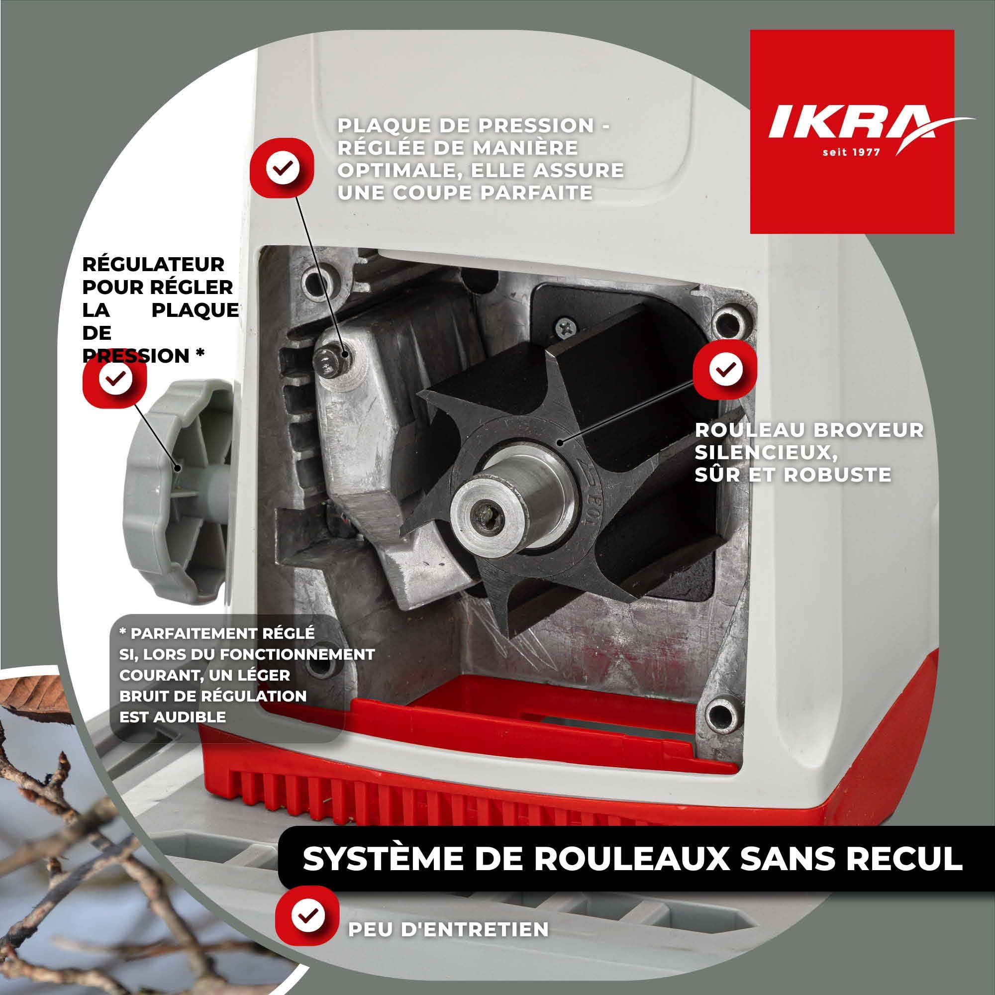 IKRA broyeur électrique ILWH 3000, diamètre des branches 45 mm Blauer Engel