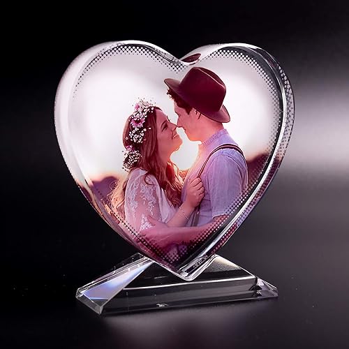 Regalo de foto de cristal personalizado, impresión de imagen personalizada de cristal en forma de corazón para pareja, bebé, recuerdo de mascotas,