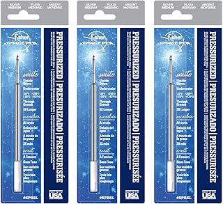 Pressurized Ballpoint Ink Refill Pack of 3 (Silver, Medium)