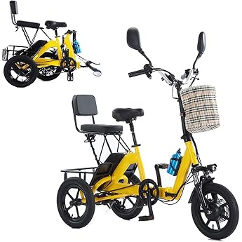 Adult Folding Electric Tricycle Power Assist Tricycle Lithium Battery Pedal Mini Electric Bicycle Shopping Basket Elderly Bic