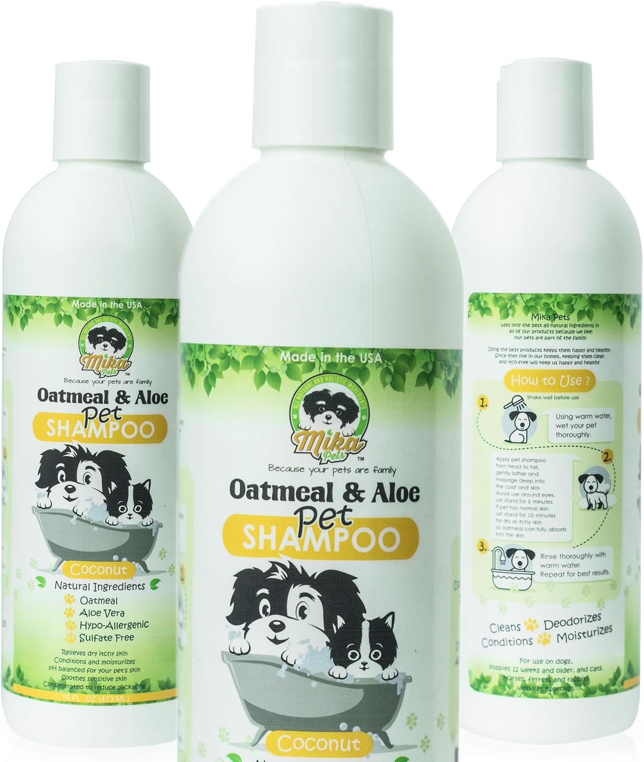 Dog Shampoo for Smelly Puppy, Cat, Small Pet - Natural Oatmeal for Dry Itchy Skin Dandruff Relief - Hypoallergenic with Aloe for Allergy Relief & Sensitive Skin at Bath Time - Best Dog Bath Deodorizer