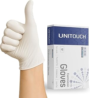 Unitouch Nitrile Powdered Free Examination Gloves Pack of 100 Pcs (White) (S)