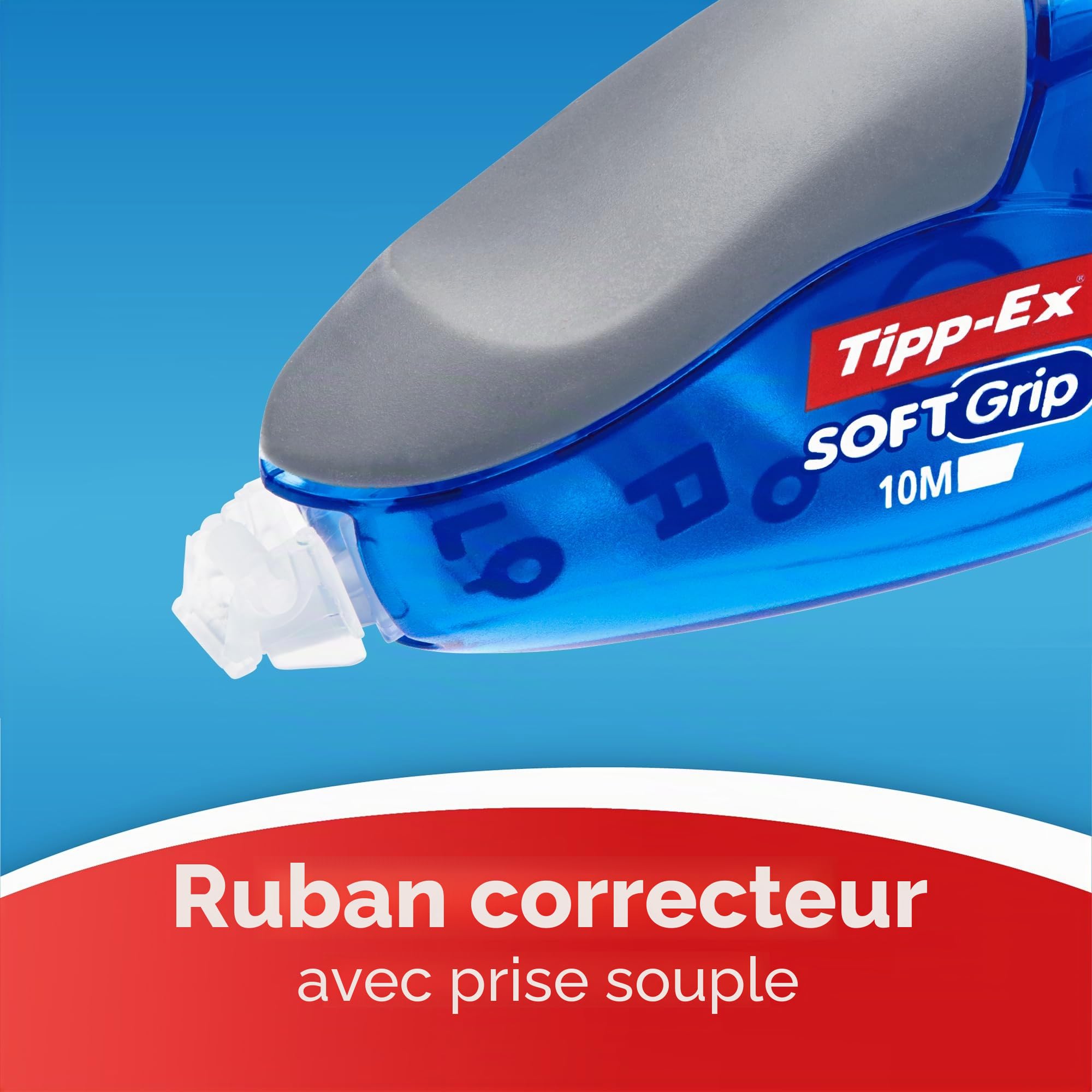 Tipp-Ex Soft Grip Rubans Correcteurs - 10 m x 4,2 mm, Boîte de 10
