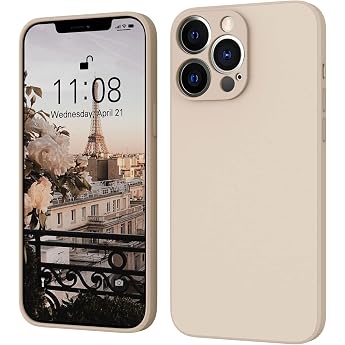 ORDA Silicone Case with Lanyard for iPhone 13 Pro Khaki Ultra thin slim with microfibre shockproof scratch-resistant full camera protection