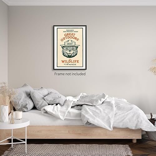 Miniatura 4 de Lindo arte de pared de oso para niños, conservación de la naturaleza, animales salvajes, póster retro beige de cabaña, impresiones en lienzo para