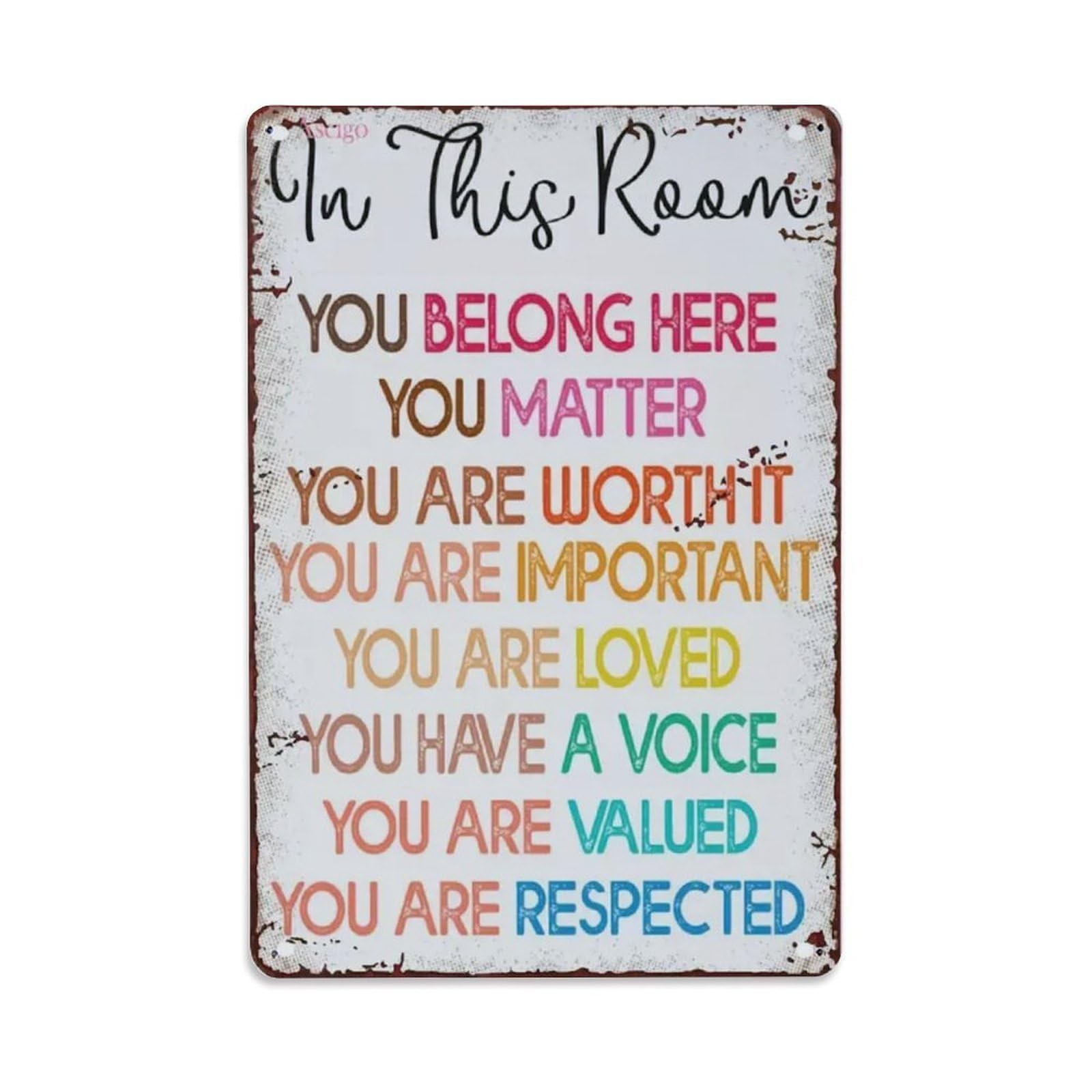 In This Room You Belong Metal Tin Sign Vintage Garden Bedroom Cafe Bar Man Cave Home Wall Decor Metal Poster 8x12 in