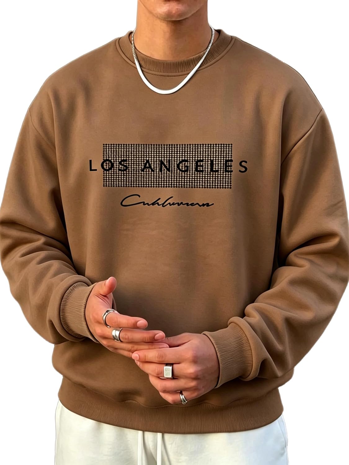 GORGLITTER Men's Los Angeles Sweatshirt Crewneck Oversized Long Sleeve Pullover Top