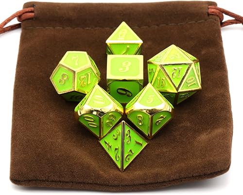 Miniatura 7 de HNCCESG - Juego de dados de metal D&D, dados luminosos para DND para juegos de rol, juegos de rol de mazmorras y dragones, juegos de mesa MTG,