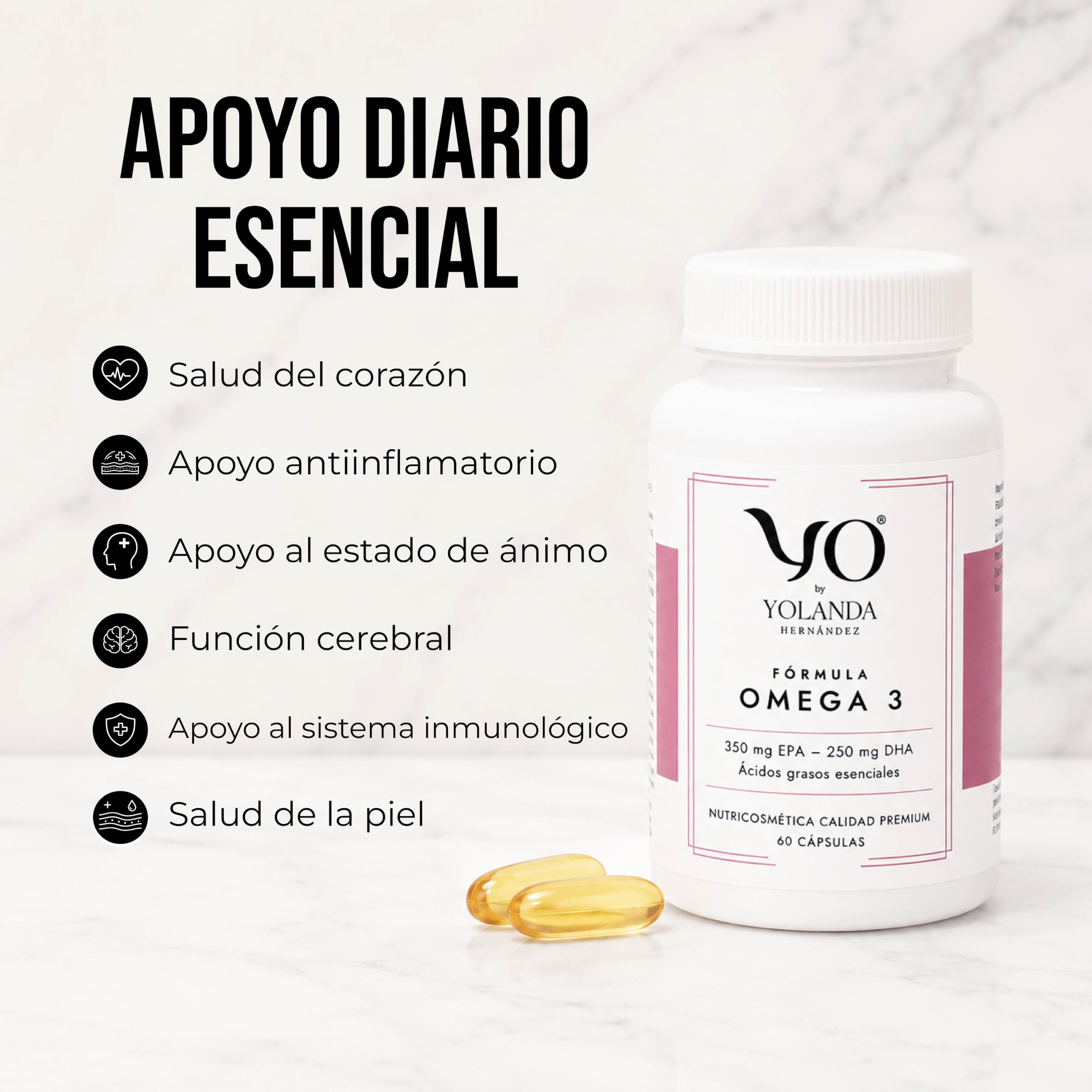 YO Fórmula Omega 3 | Alta Concentración 80% con 350mg EPA y 250mg DHA | Aceite Pescado Vitamina E más Sello IFOS |60 Cápsulas de Alta Biodisponibilidad