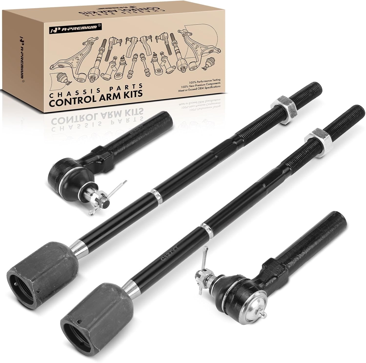 A-Premium Set of 4, Front Inner & Outer Tie Rod End Kit, Compatible with Ford Mustang 1994-2004