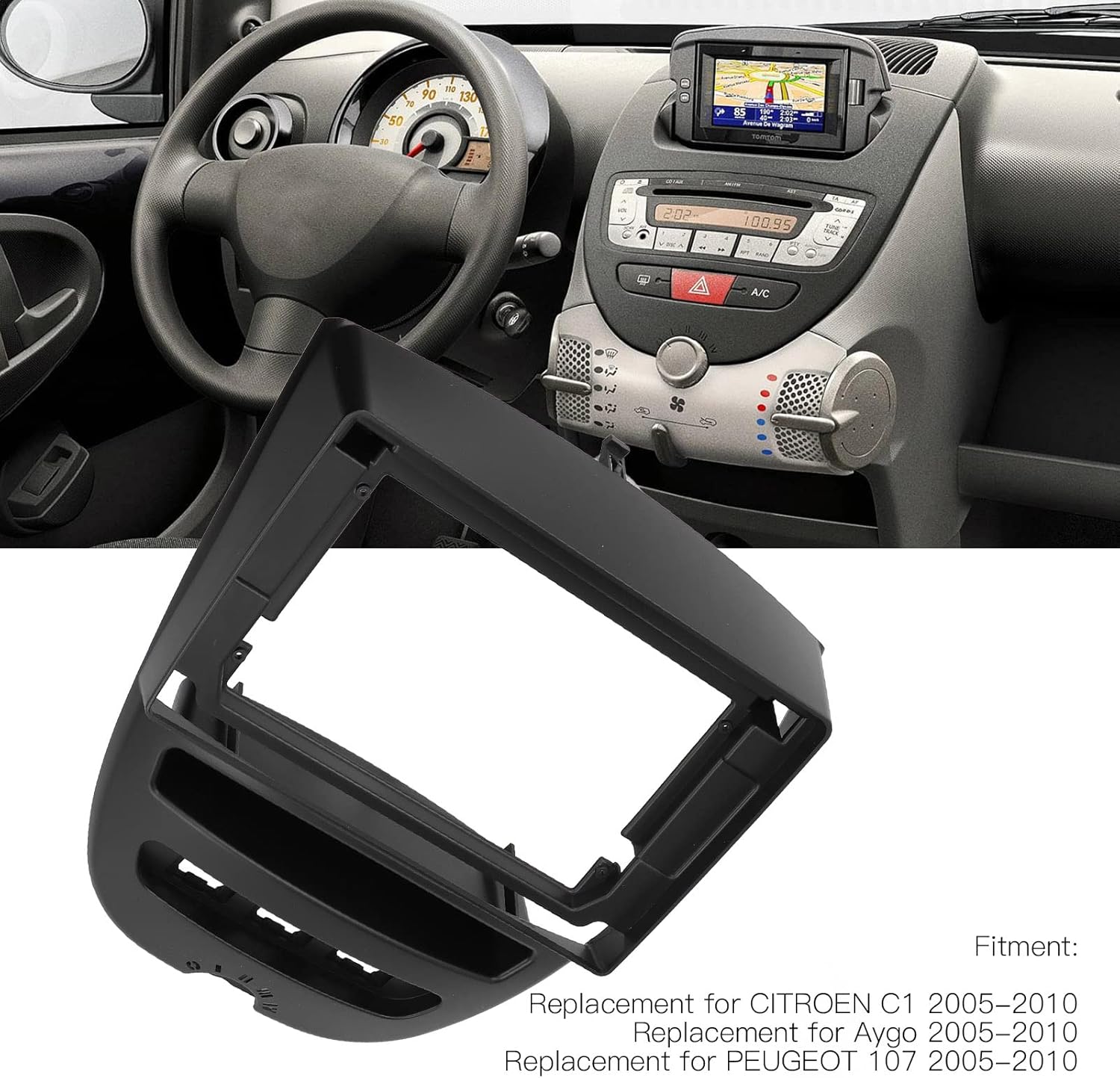 10 Inch Car Stereo Radio Fascia 2DIN ABS Panel Bezel Replacement Compatible With C1 And 107 From 2005 To 2010 Car Accessory