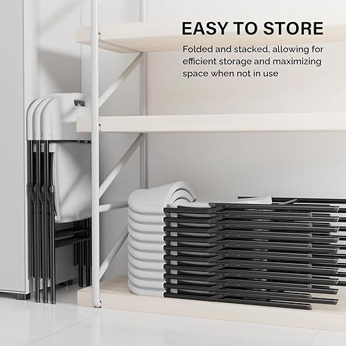 Miniatura 6 de Outvita 4 sillas plegables, 2 niveles moldeadas de plástico resistente para exteriores, fáciles de plegar y almacenar, adecuadas para interiores y