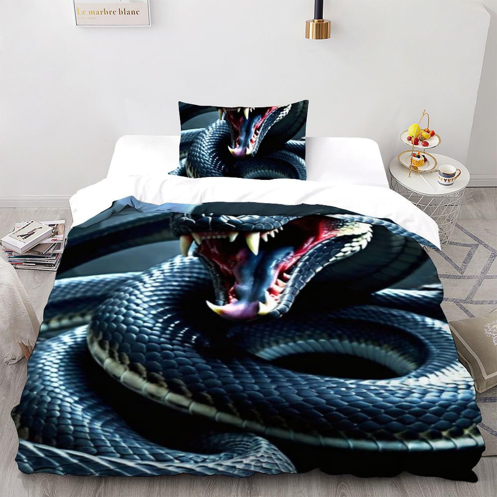 Housse de couette serpent microfibre 135x200 premium au tissage imprimé de haute qualité