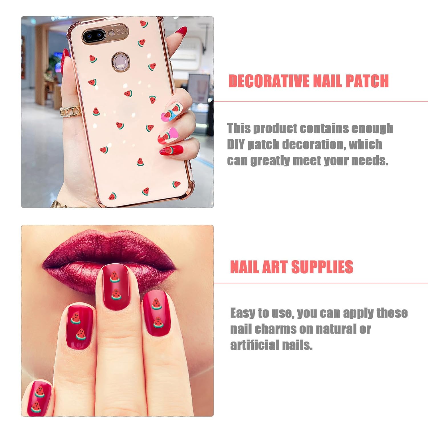 Ciieeo Polymer Clay Nail Art Patch 5pcs 10g Fruit Pattern Fingernail Decoration DIY Manicure Accessories for Women Nail Salon Supplies