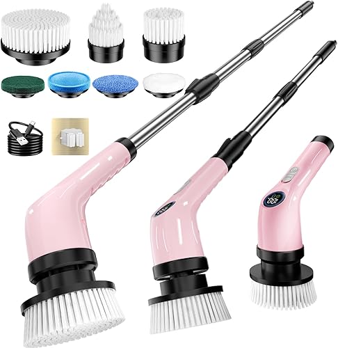 Limpiador eléctrico giratorio con batería mejorada con tiempo de funcionamiento extra largo, limpiador de energía impermeable IPX7 con 7 cabezales