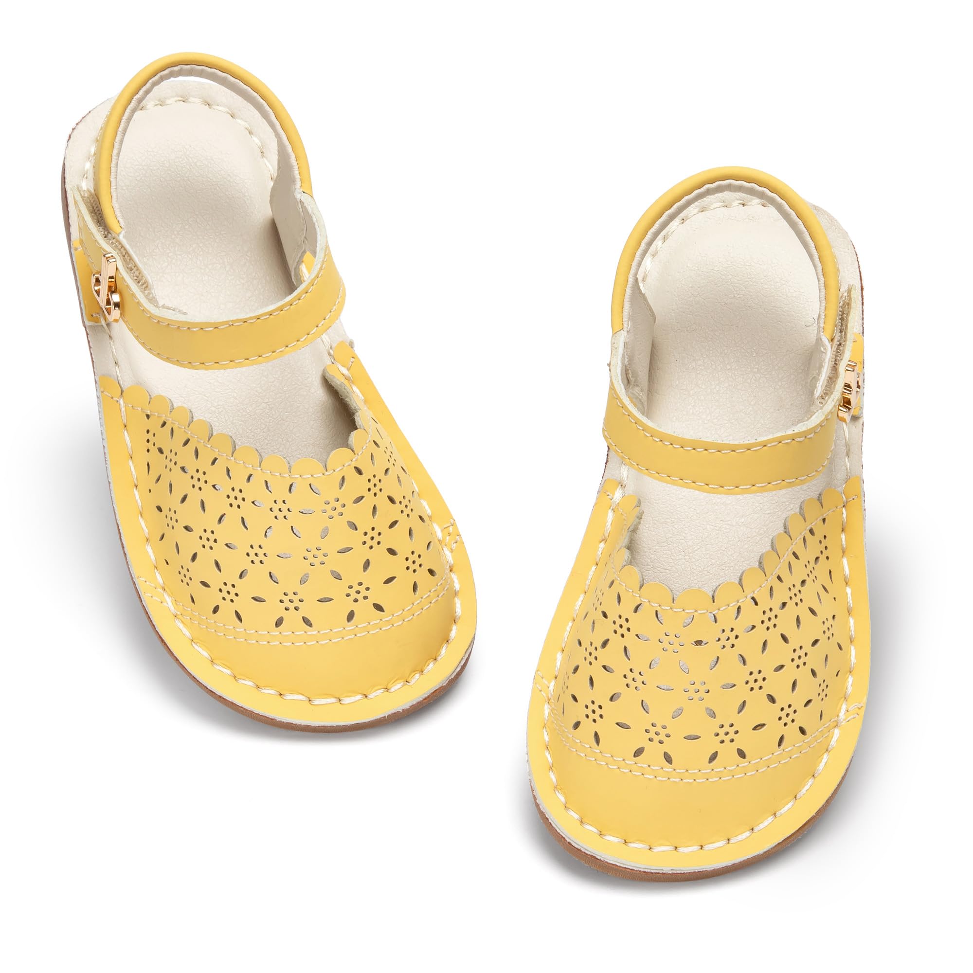 THEE BRON Toddler Floral Cutout Closed Toe Sandals for Girls Breathable Summer Shoes