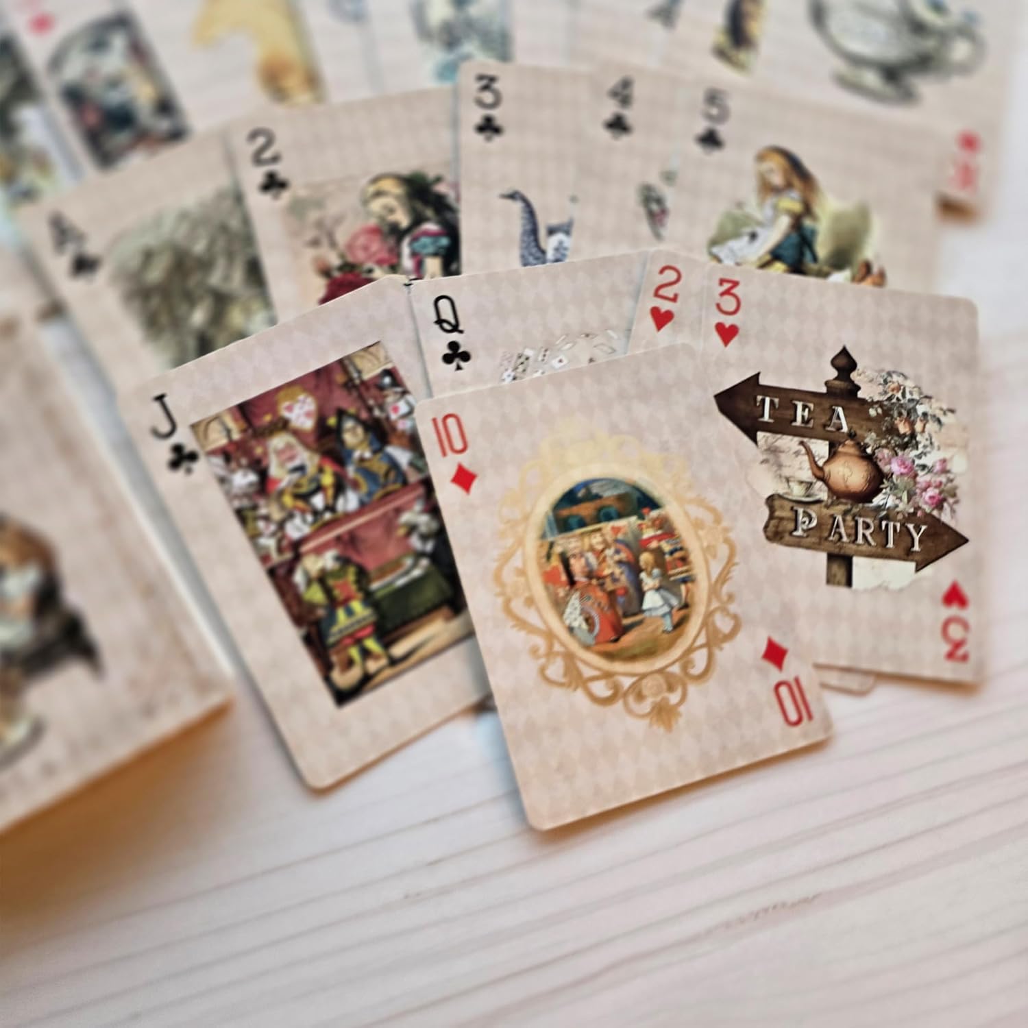 Serenity Fair Alice's Adventures in Wonderland Playing Cards Deck of 54 Unique Cards. (Beige)