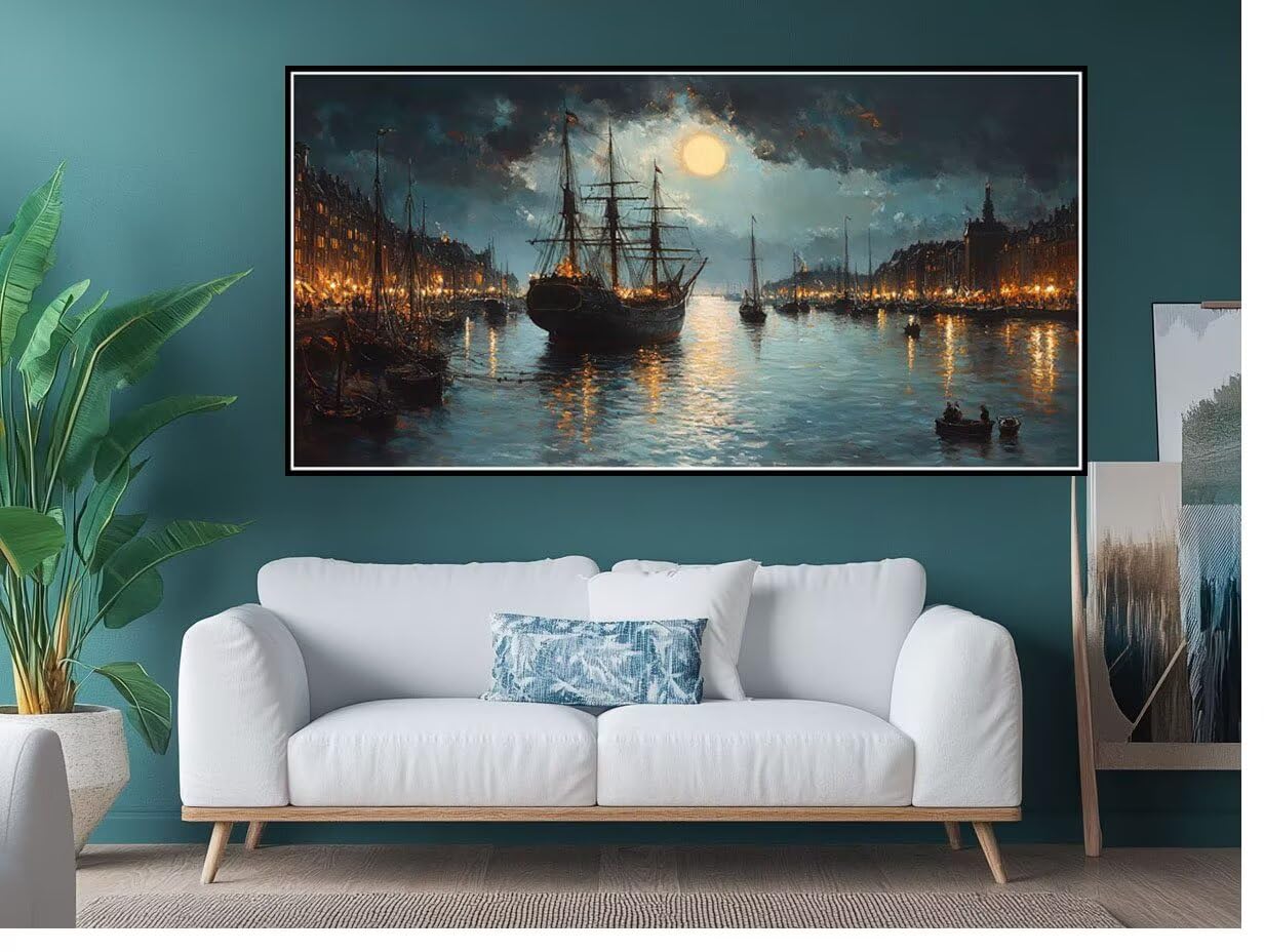 Bote Pintar por Numeros Adultos, Luna Pintar por Numeros, DIY Painting by Numbers Kits para Niños Oadultos Principiantes con Pinceles y Pinturas Acrílicas para Decoración Hogar Regalos 90x180cm XD-795