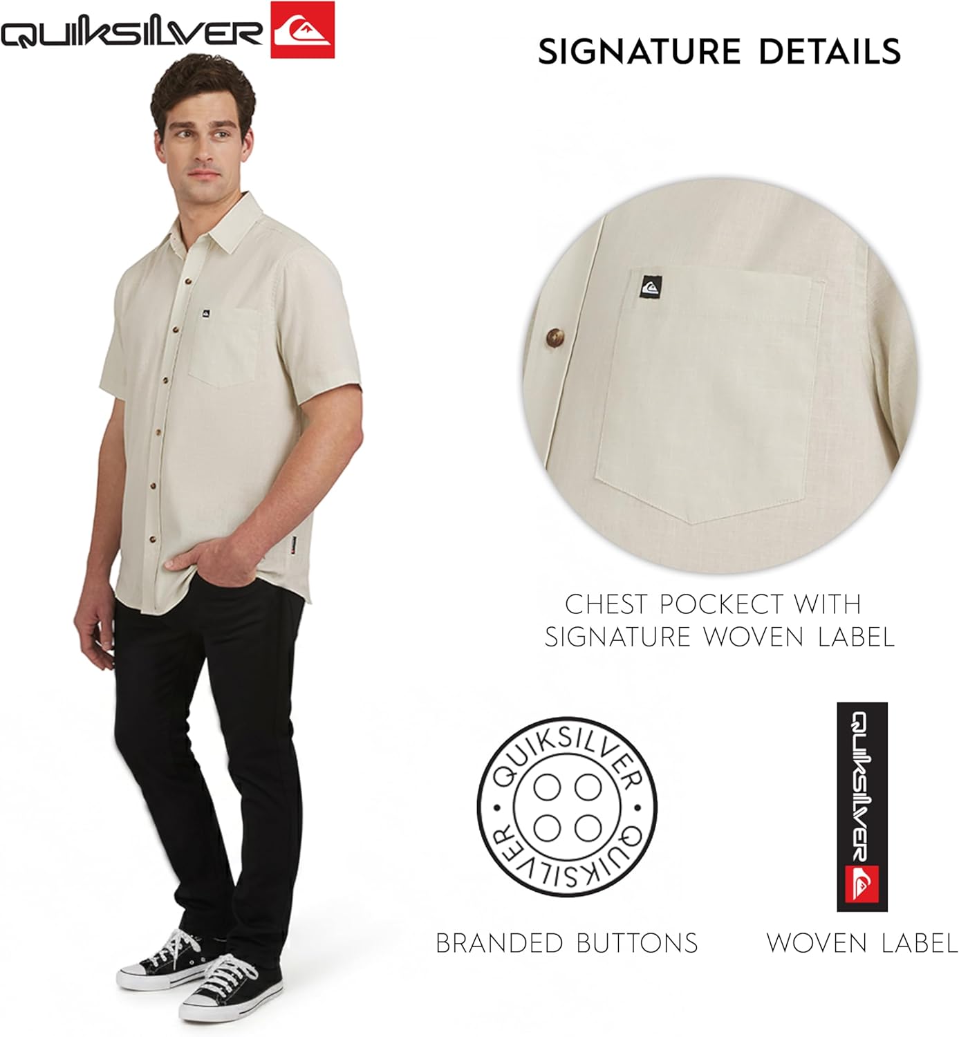 Quiksilver Men's Regular Fit Premium Cotton Woven Short Sleeve Button Up Casual Shirt - Image 5