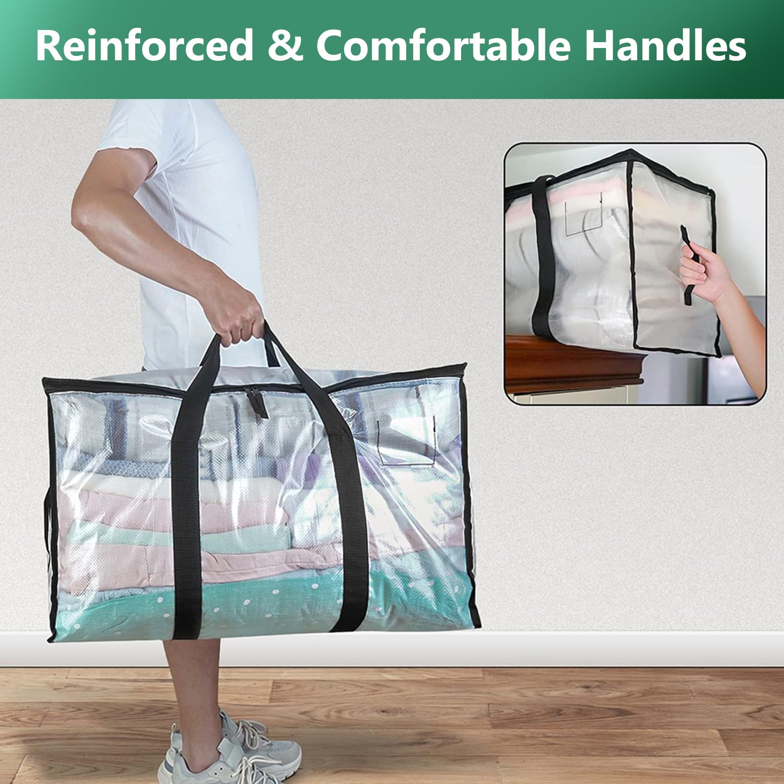 Stockage Grenier Polypropylène Sacs Rangement 92L Lot De 4 - Polypropylène Imperméable - 73x34x37cm - Déménagement Organisation Rangement Maison