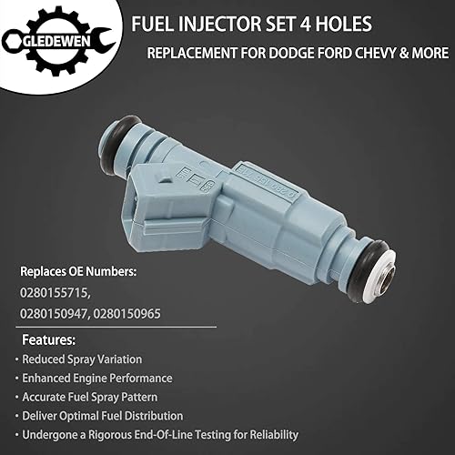 Miniatura 2 de Inyector de combustible de 24 libras, 4 agujeros, 8 piezas | Reemplazo para Dodge Dakota Durango Ram Chevy Camaro Ford F250 F350 Excursion Mustang