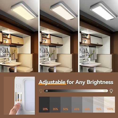 Miniatura 6 de Luces interiores de 2070 lúmenes, 3 colores de 12 V, luz LED súper brillante de 96 LED para accesorios de caravana, cámper, automóvil, remolque,