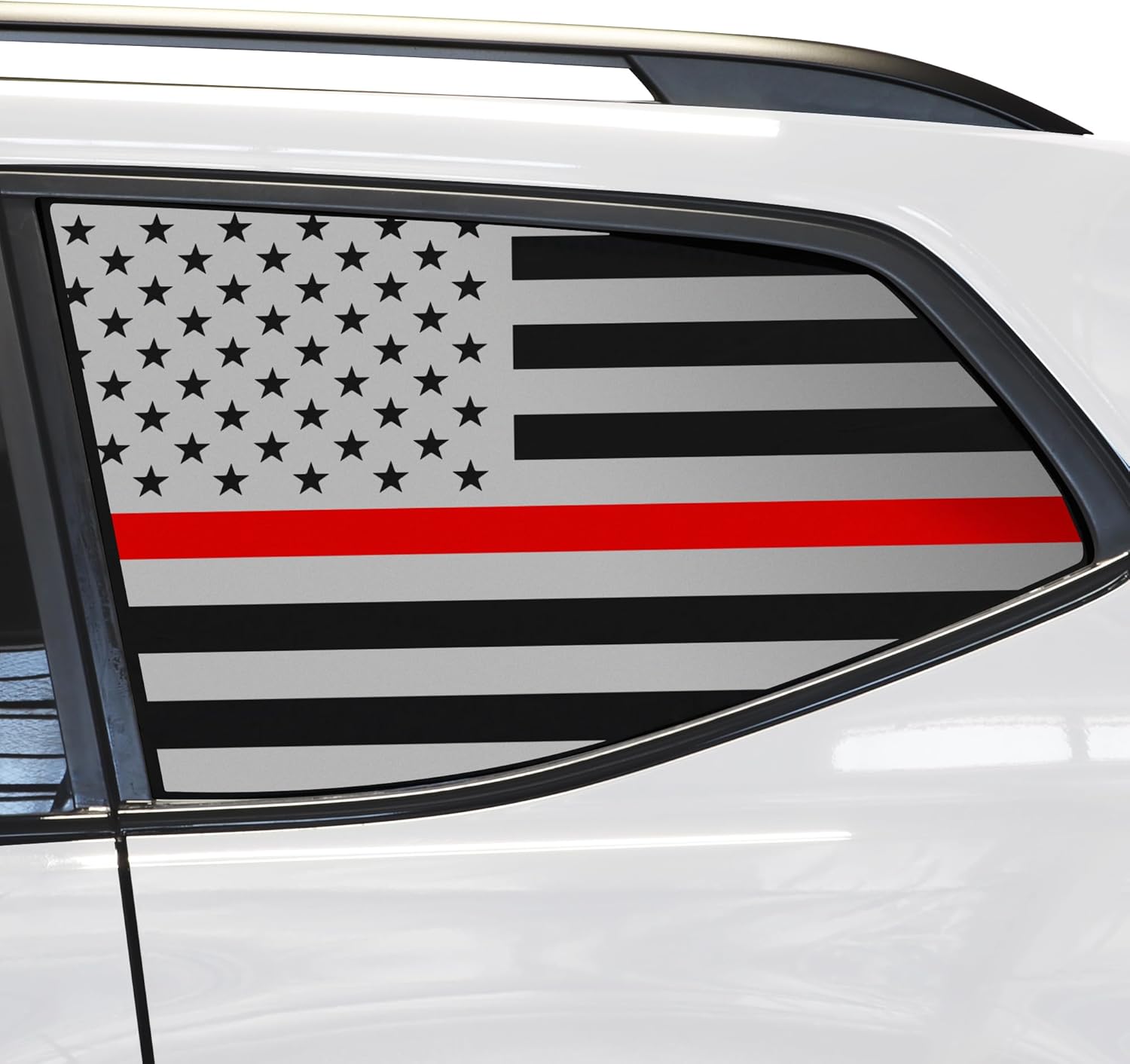 BOGAR TECH DESIGNS Precut Quarter Window American Flag Vinyl Decal Sticker Compatible with Volkswagen Atlas 2018-2025, Matte Black