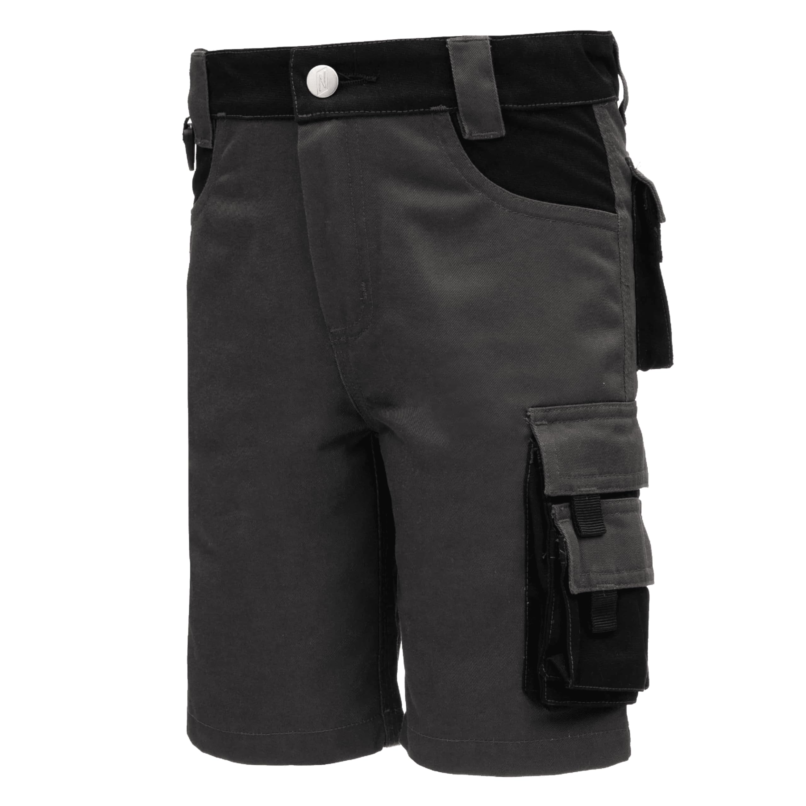 Nitras Motion TEX Kids 7602 Kinder-Outdoorhose - Arbeitshose Kurz - Garten-Hose mit Werkzeug-Taschen - Grigio