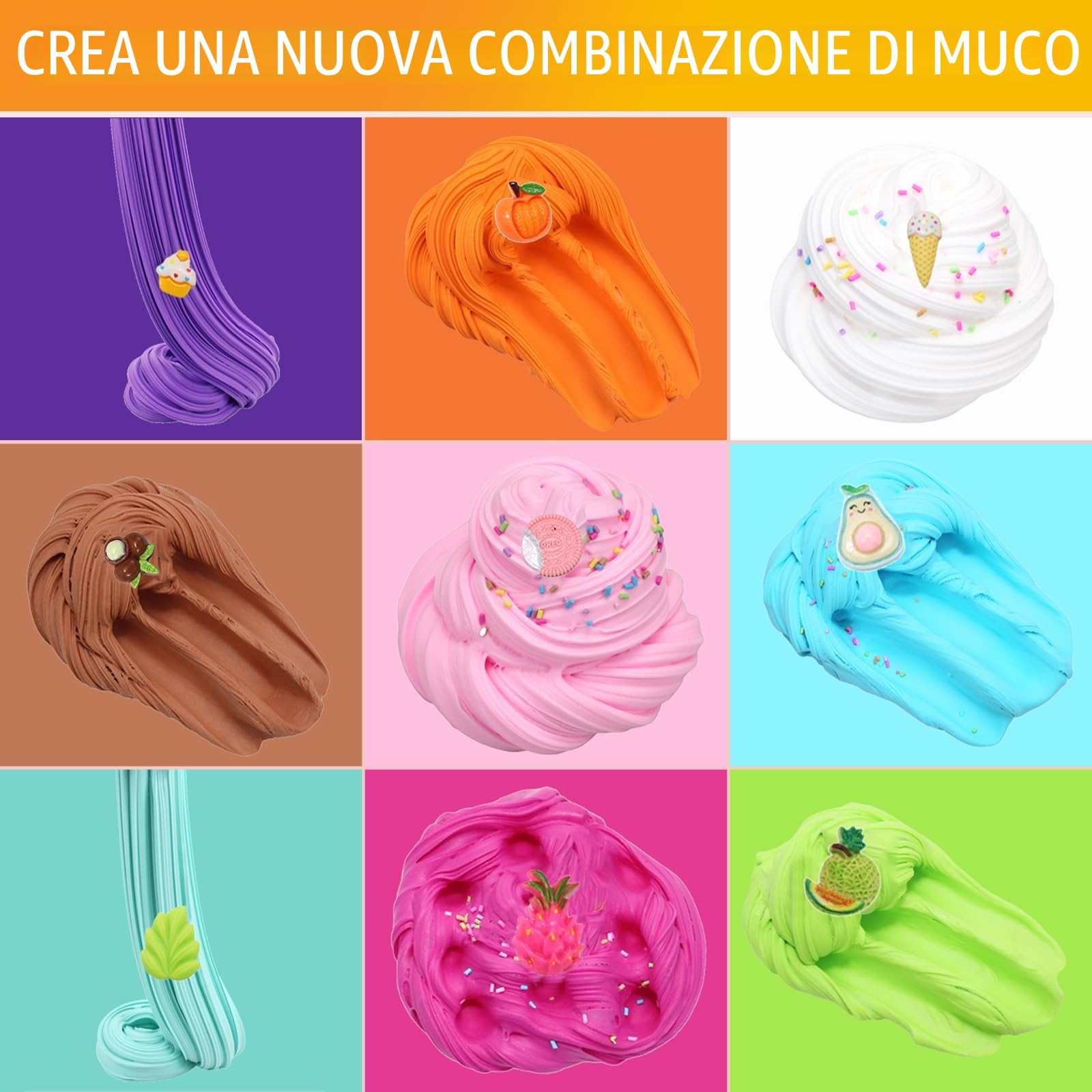 FAMKEEP Fluffy Butter Slime Set, 32 colori Fluffy Butter Slime Set,Putty Giocattoli,Crystal Slime per Bambini,DIY Slime Morbido ed Elasticizzato per Bambine e Bambini Regalo