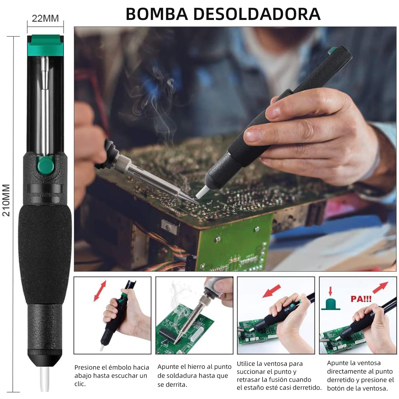 HANDSKIT Soldador de estaño Kit 20 en 1 Soldador Profesional,Soldadores de Estaño con Temperatura ajustable 90W Bomba de Desoldar,Pinzas,Cortador de Pelacables para Varios Usos y Reparaciones