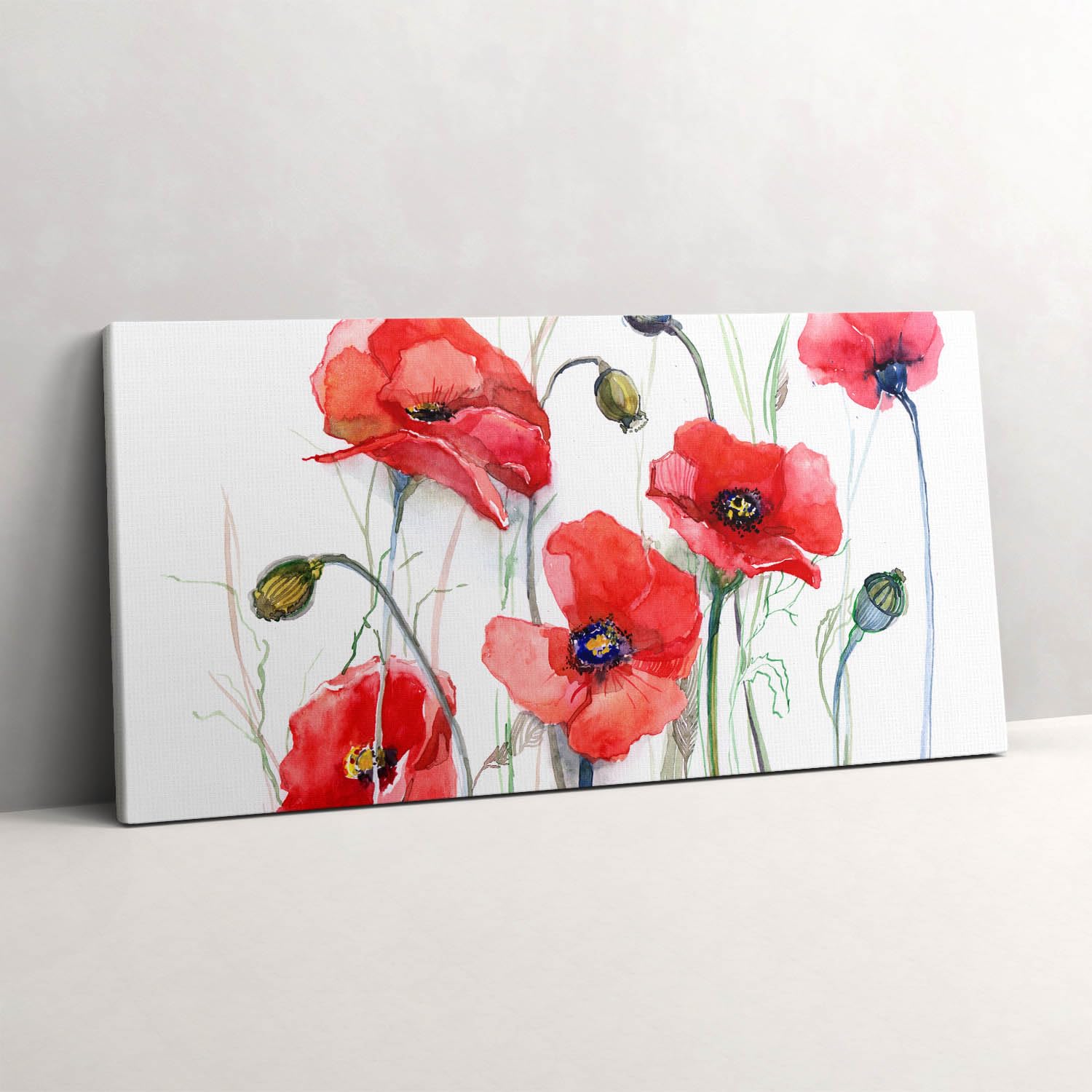 Tableau sur toile coquelicots rouges Wallfluent finition premium d'art