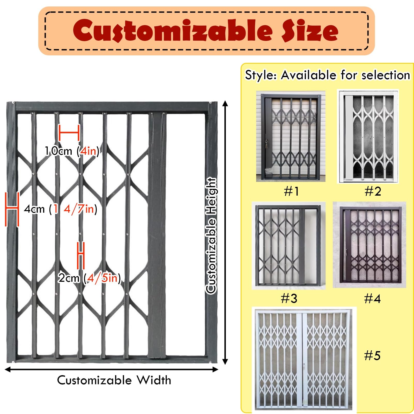 Barra de seguridad para ventanas correderas horizontales, protector de seguridad plegable con cerradura y llave, uso doméstico o comercial