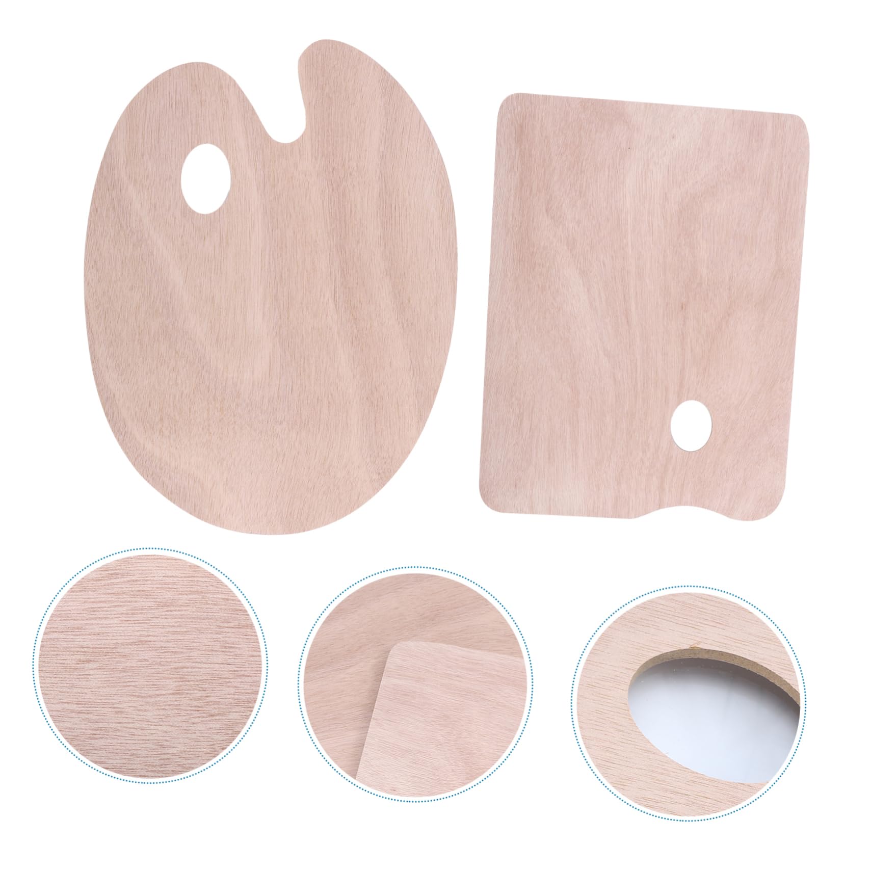 Holz Ölfarbenpalette für Schüler mit Glatter Mischschale | Beige, Künstlerbedarf zum Malen und Selbstgemacht, Handliche Form, mit 2 Stück
