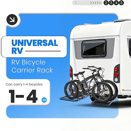 Miniatura 2 de ECOTRIC Portabicicletas RV Portabicicletas Camper Remolque Soporte Trasero Bicicleta Soporte para 1-4 Bicicletas