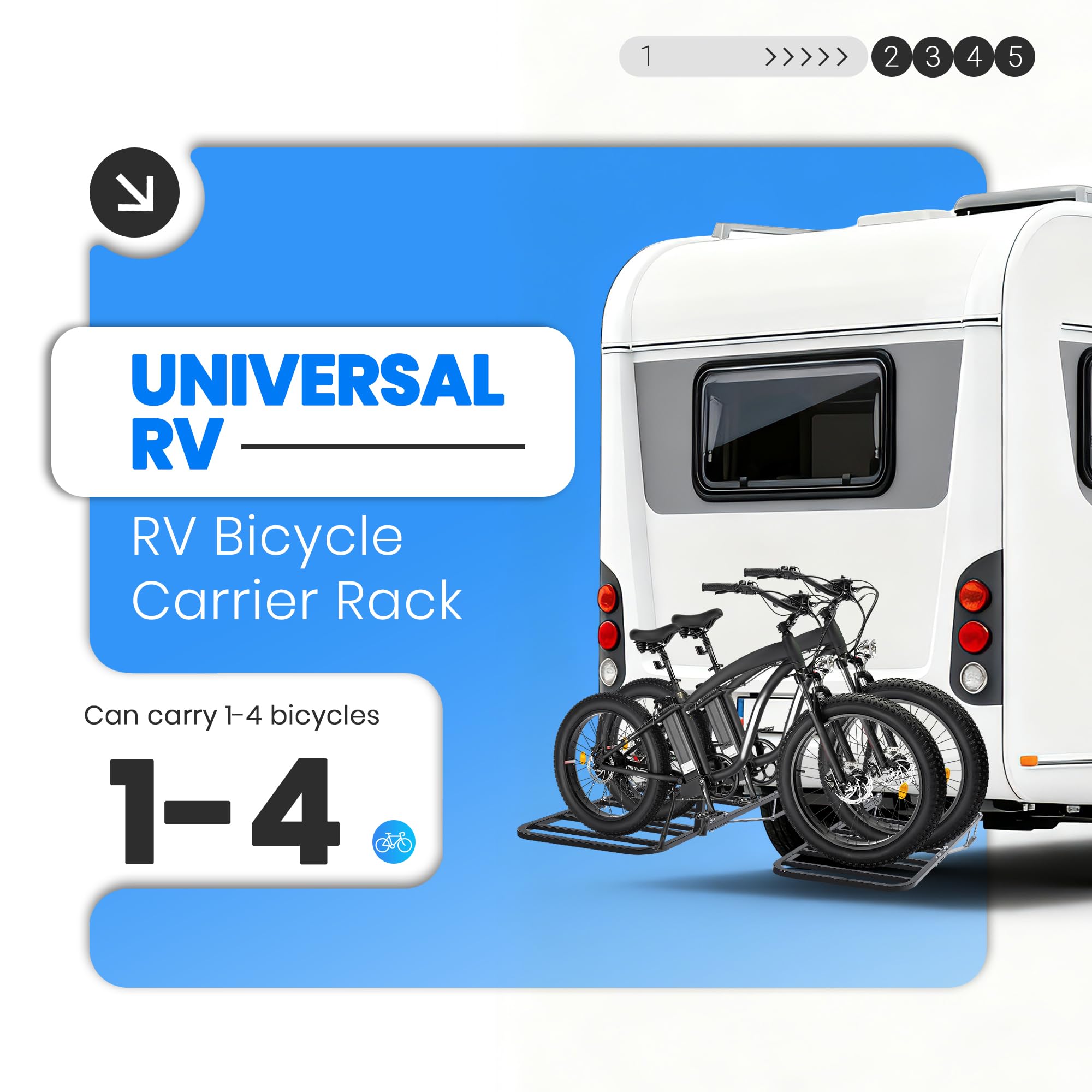 ECOTRIC Portabicicletas para autocaravana, remolque trasero, para 1-4 bicicletas