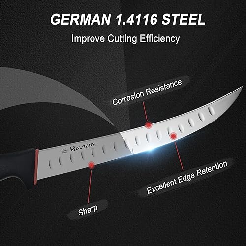 Miniatura 3 de Juego de cuchillos de carnicero de 3 piezas, acero alemán 1.4116 con agarre suave antideslizante, kit profesional de corte y deshuesado de carne,